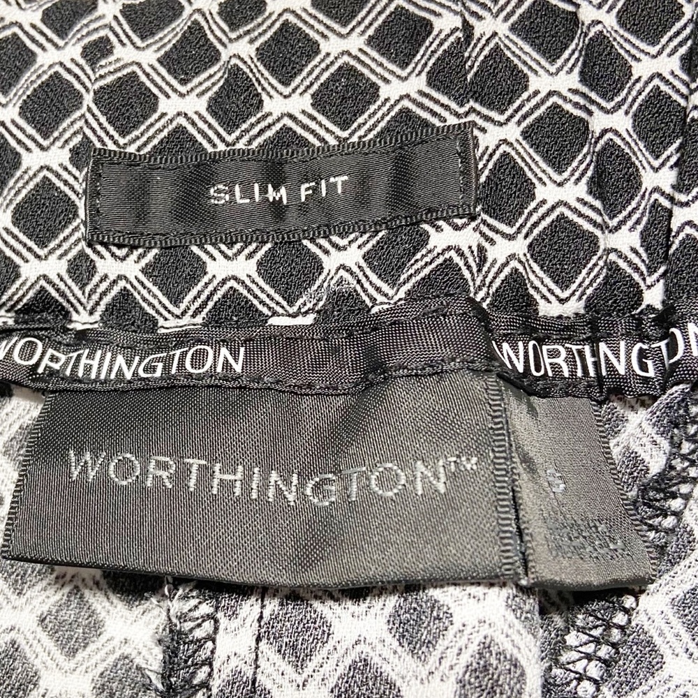 Worthington Womens Pants Black and White Geometric‎ Slim Fit Size Small - Picture 8 of 9